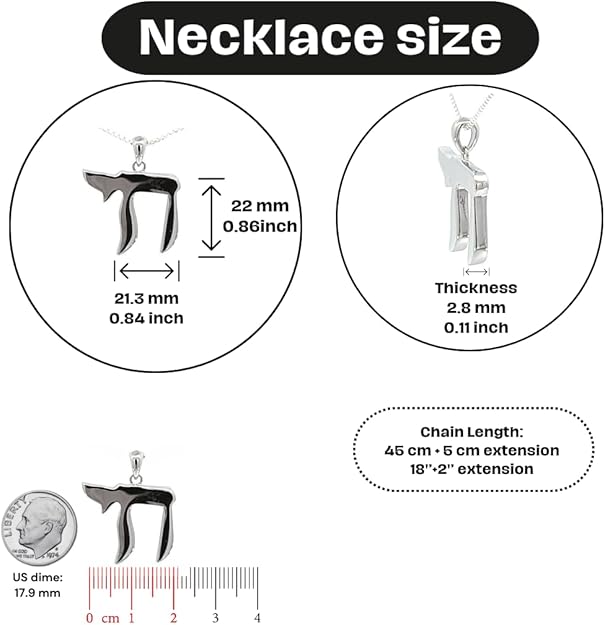 Large Sterling Silver Chai Necklace – Symbol of Life & Spiritual Strength