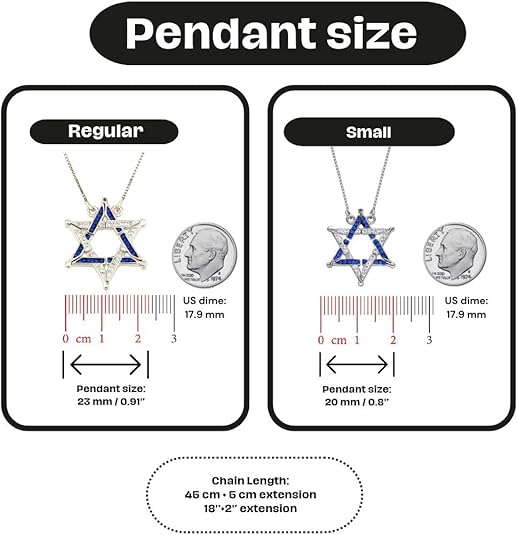 Folding Star of David Necklace – 925 Silver, Butterfly Pendant, Small or Large