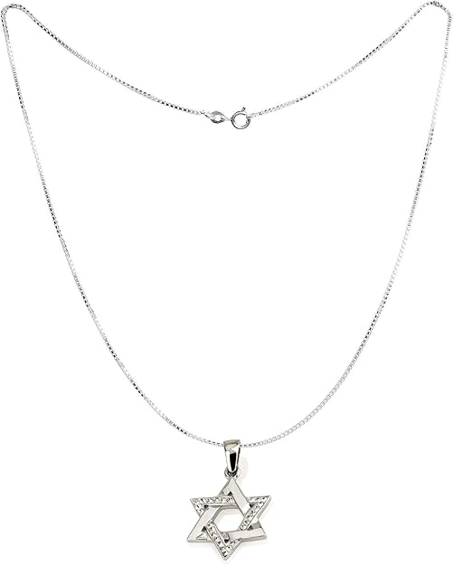 Small Star of David Necklace in Sterling Silver – Available in 4 Stone Colors
