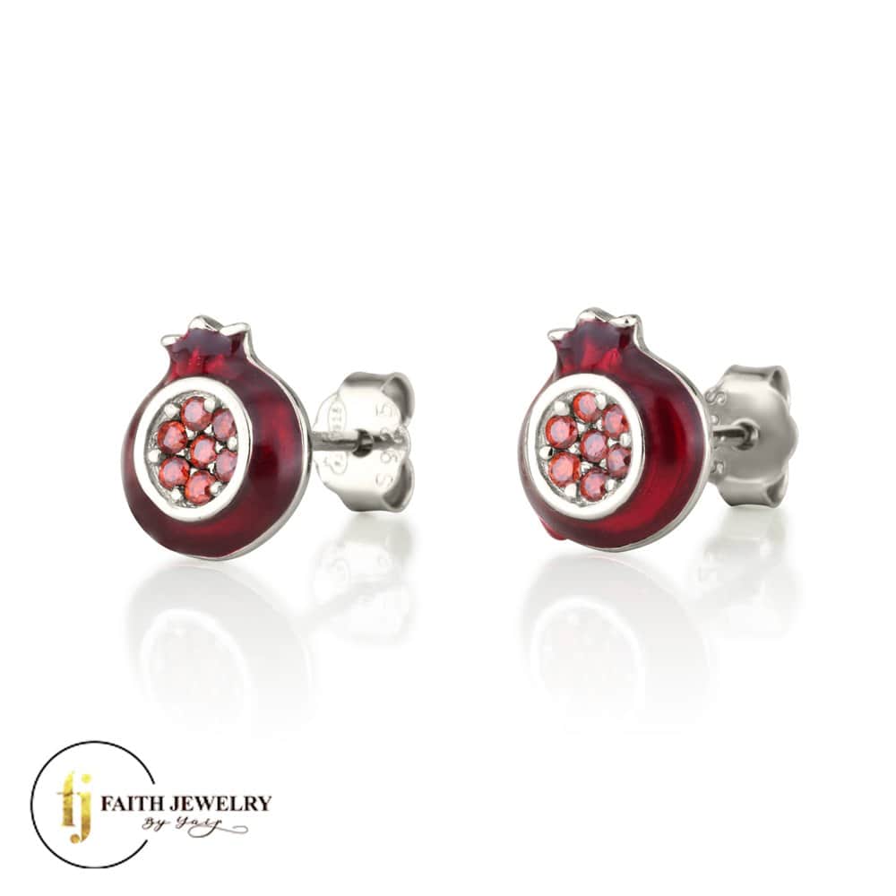 925 sterling silver pomegranate Rimon earrings by Faith Jewelry