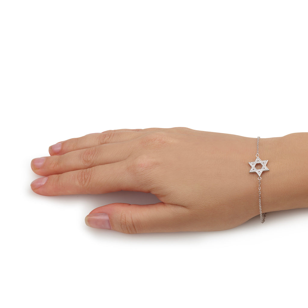 Star of David Bracelet – CZ Center – 925 Sterling Silver