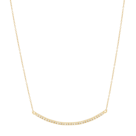 Curved CZ Bar Jewelry Set – 925 Sterling Silver with 14K Gold Plating