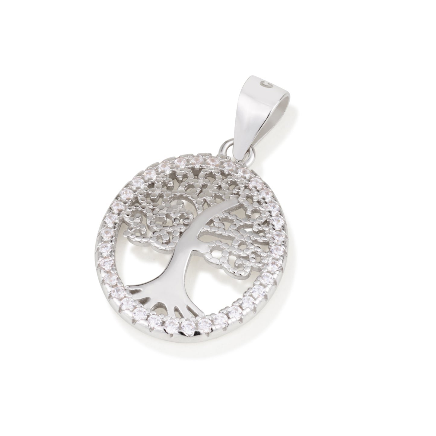 Tree of Life Pendant – CZ Border – 925 Sterling Silver