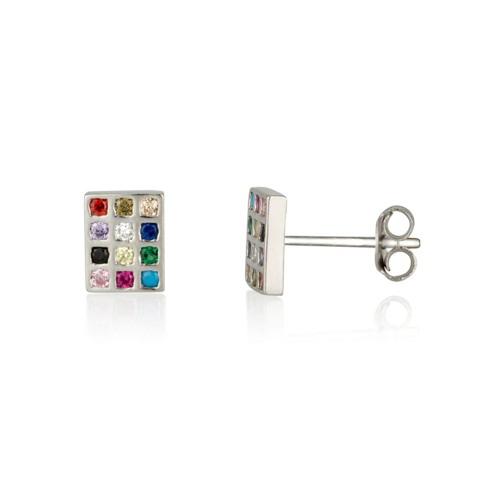 Hoshen Stud Earrings – 12 Tribes of Israel – 925 Sterling Silver