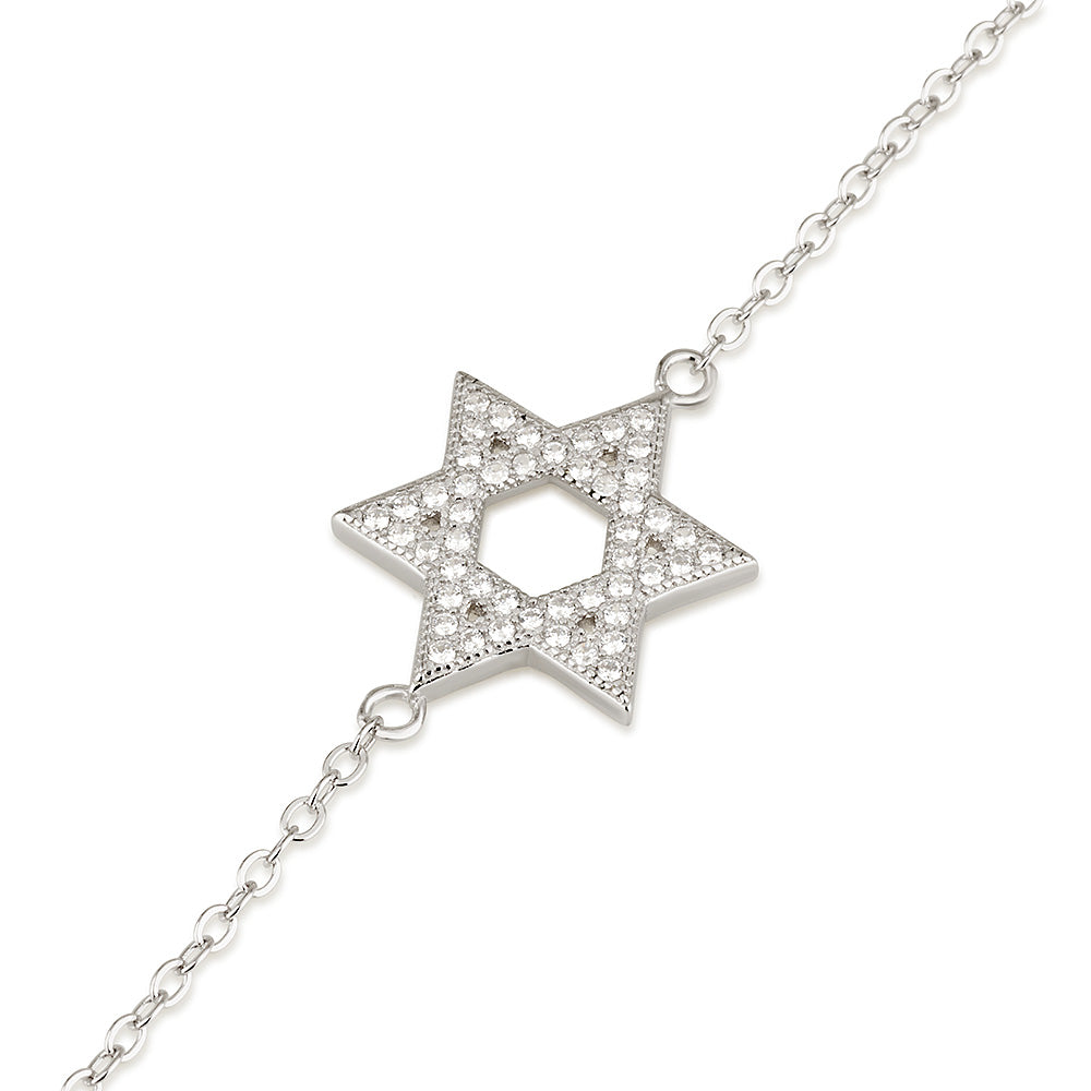 Star of David Bracelet – CZ Center – 925 Sterling Silver