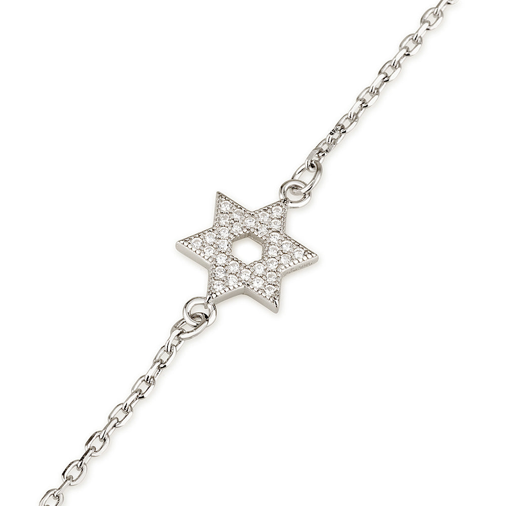 Star of David Bracelet – CZ Accents – 925 Sterling Silver
