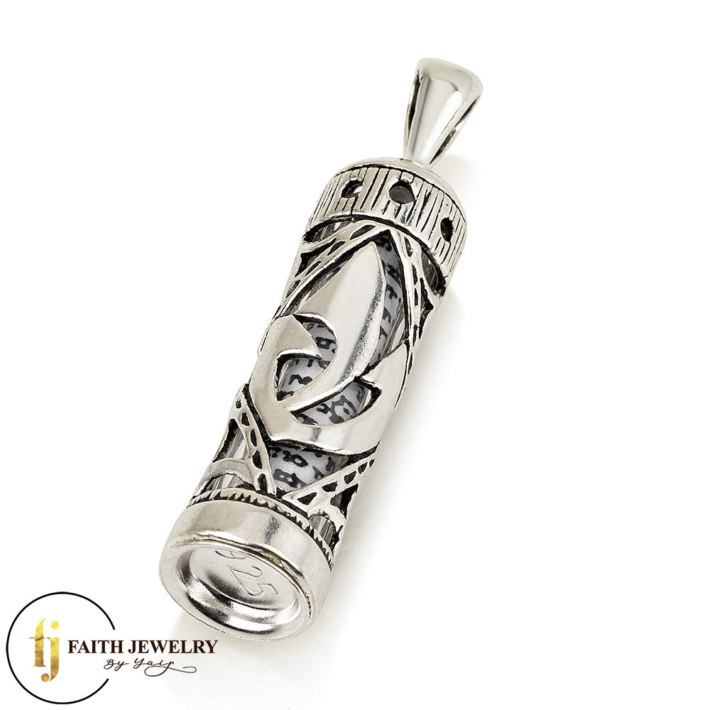 “Shaddai” Hebrew Protection scroll necklace - 925 Sterling Silver Mezuzah