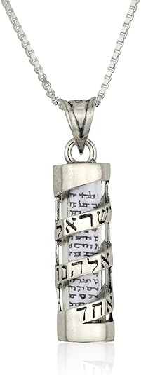 “Shema Yisrael” Scroll Pendant- 925 Sterling Silver Mezuzah Necklace