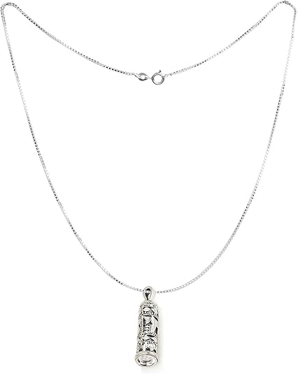“Chai” Hebrew Life Pendant - 925 Sterling Silver Mezuzah scroll Necklace