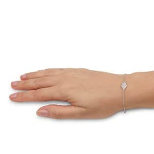 925 Sterling Silver Hamsa Bracelet with Zircon Stones – Dainty Evil Eye Protection Jewelry
