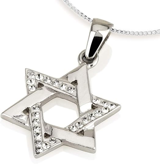 Small Star of David Necklace in Sterling Silver – Available in 4 Stone Colors