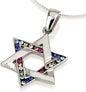 Small Star of David Necklace in Sterling Silver – Available in 4 Stone Colors