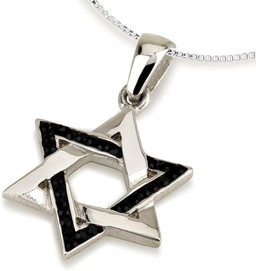 Small Star of David Necklace in Sterling Silver – Available in 4 Stone Colors