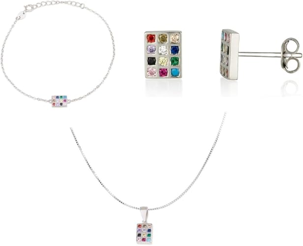 Hoshen Stud Earrings – 12 Tribes of Israel – 925 Sterling Silver