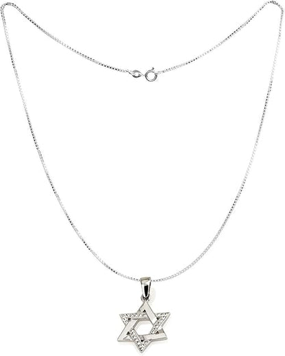 Small Star of David Necklace in Sterling Silver – Available in 4 Stone Colors