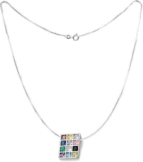 Hoshen Pendant with 12 Tribes Colored Stones – 925 Sterling Silver Rhodium Plated