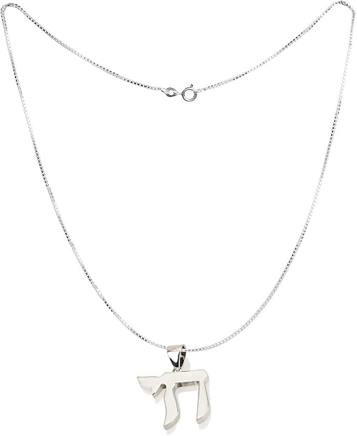 Large Sterling Silver Chai Necklace – Symbol of Life & Spiritual Strength