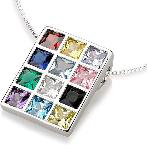 Hoshen Pendant with 12 Tribes Colored Stones – 925 Sterling Silver Rhodium Plated