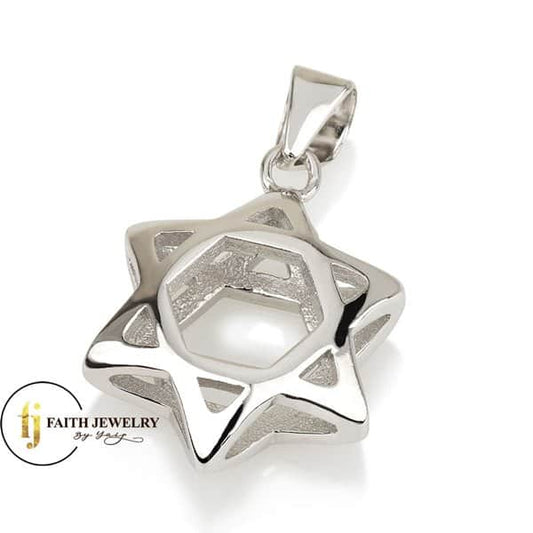 Geometric 925 sterling silver Star of David necklace