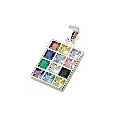 Hoshen Pendant with 12 Zircon Stones in 925 Sterling Silver – Rhodium Plated