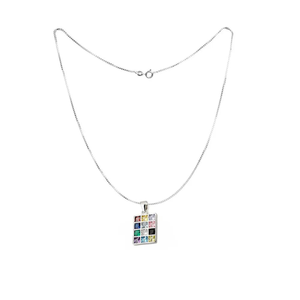 Hoshen Pendant with 12 Zircon Stones in 925 Sterling Silver – Rhodium Plated