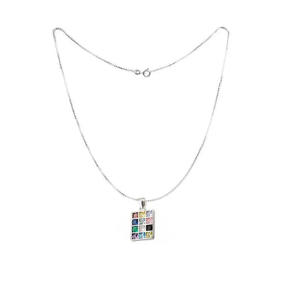 Hoshen Pendant with 12 Zircon Stones in 925 Sterling Silver – Rhodium Plated