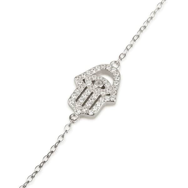 925 sterling silver Hamsa bracelet with zircon stones