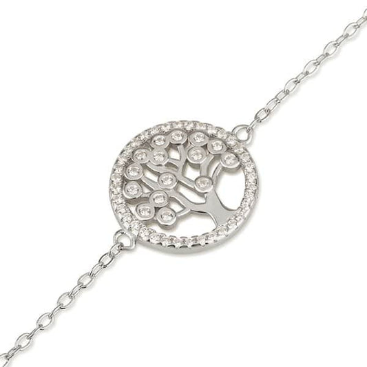 925 sterling silver Tree of Life bracelet with zircon stones