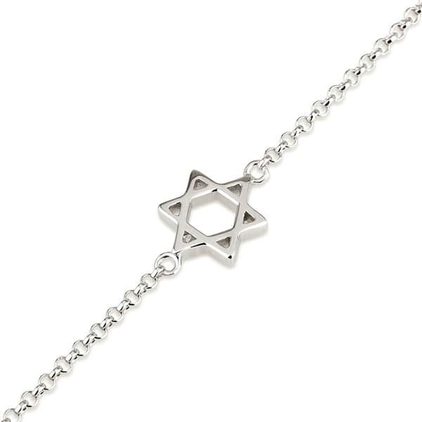 Sterling silver Star of David bracelet with Magen David centerpiece