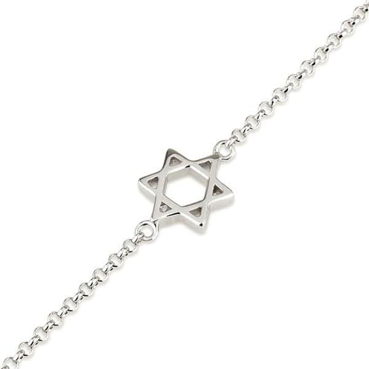 Sterling silver Star of David bracelet with Magen David centerpiece
