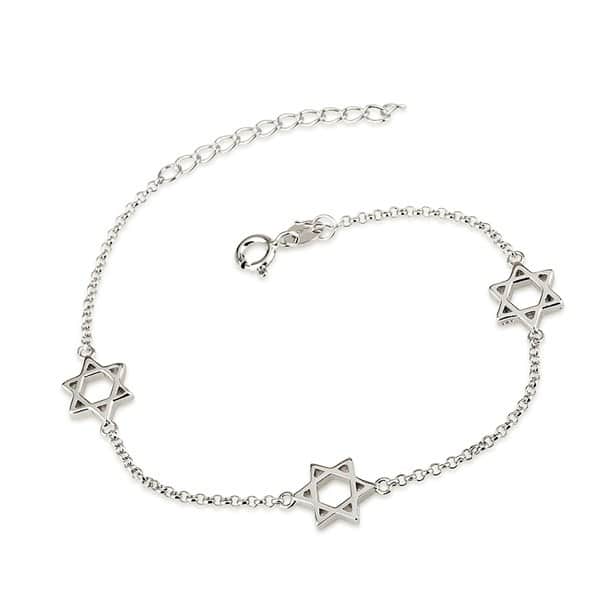Three Star of David bracelet in 925 sterling silver for women