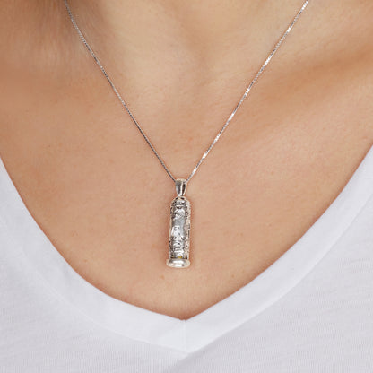 “Chai” Hebrew Life Pendant - 925 Sterling Silver Mezuzah scroll Necklace