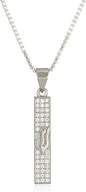 Mezuzah Necklace – 925 Sterling Silver with Zircon Stones – Shin Letter Judaica Pendant on 18+2" Chain