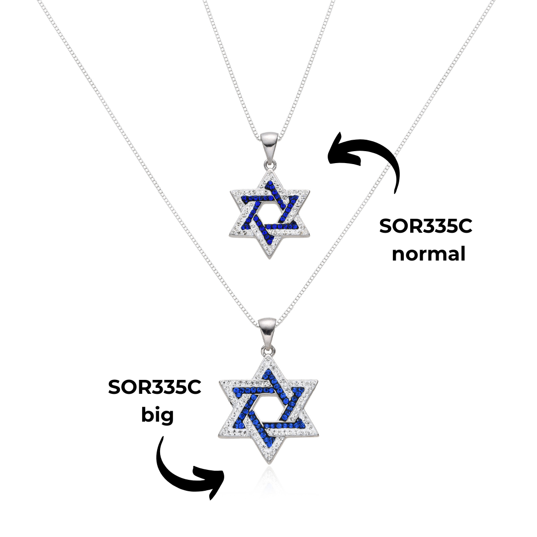 Star of David Pendant Necklace – 925 Sterling Silver with Crystal or CZ Stones – Normal & Large Sizes Available – Jewish Judaica Gift for Women & Girls