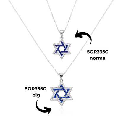 Star of David Pendant Necklace – 925 Sterling Silver with Crystal or CZ Stones – Normal & Large Sizes Available – Jewish Judaica Gift for Women & Girls