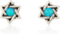 Star of David Stud Earrings with Blue Opal – 925 Sterling Silver – 0.38"