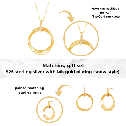 Snow-Finish Interlinked Circle Set – 925 Sterling Silver with 14K Gold Plating