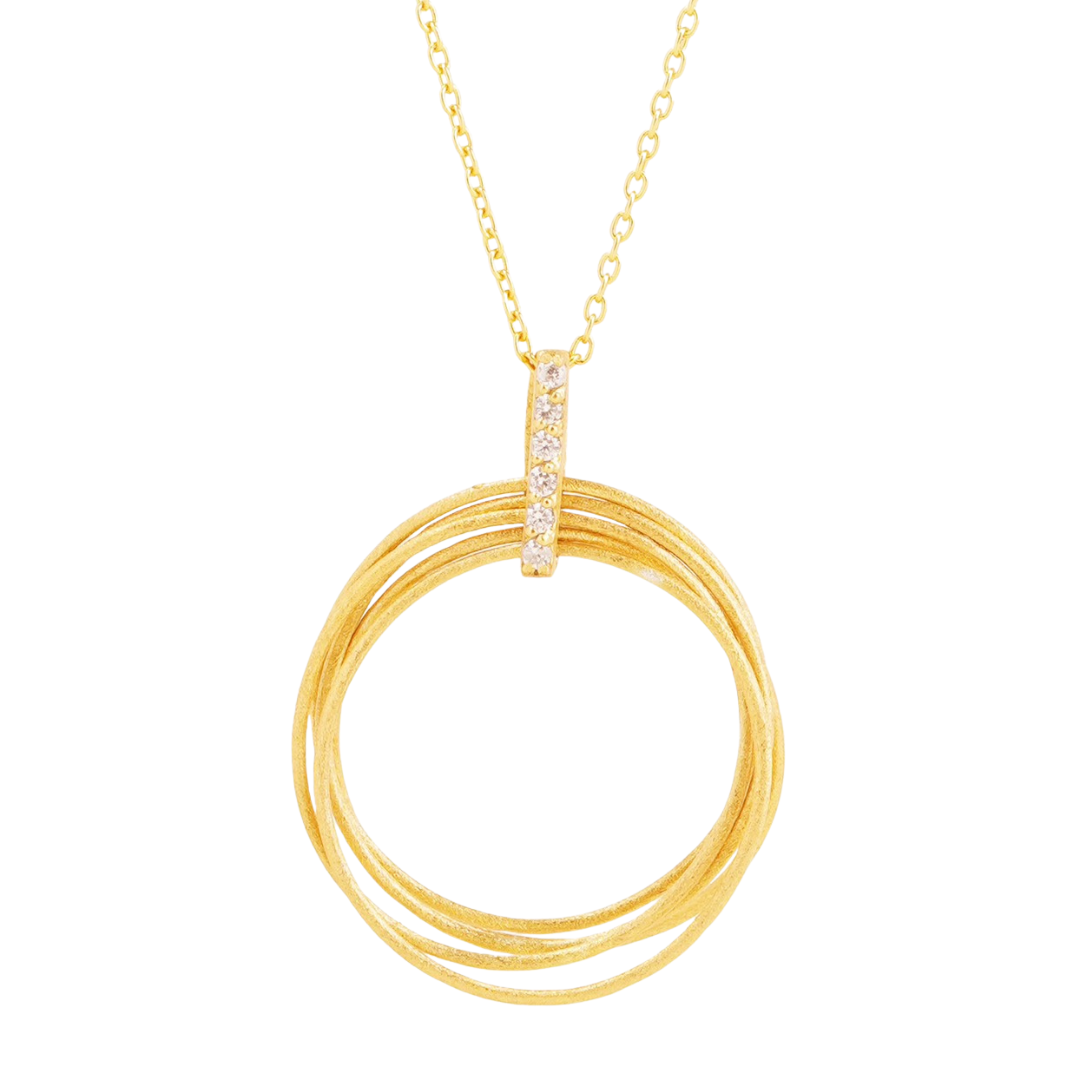 Snow-Finish Interlinked Circle Set – 925 Sterling Silver with 14K Gold Plating
