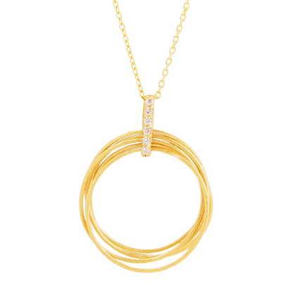 Snow-Finish Interlinked Circle Set – 925 Sterling Silver with 14K Gold Plating