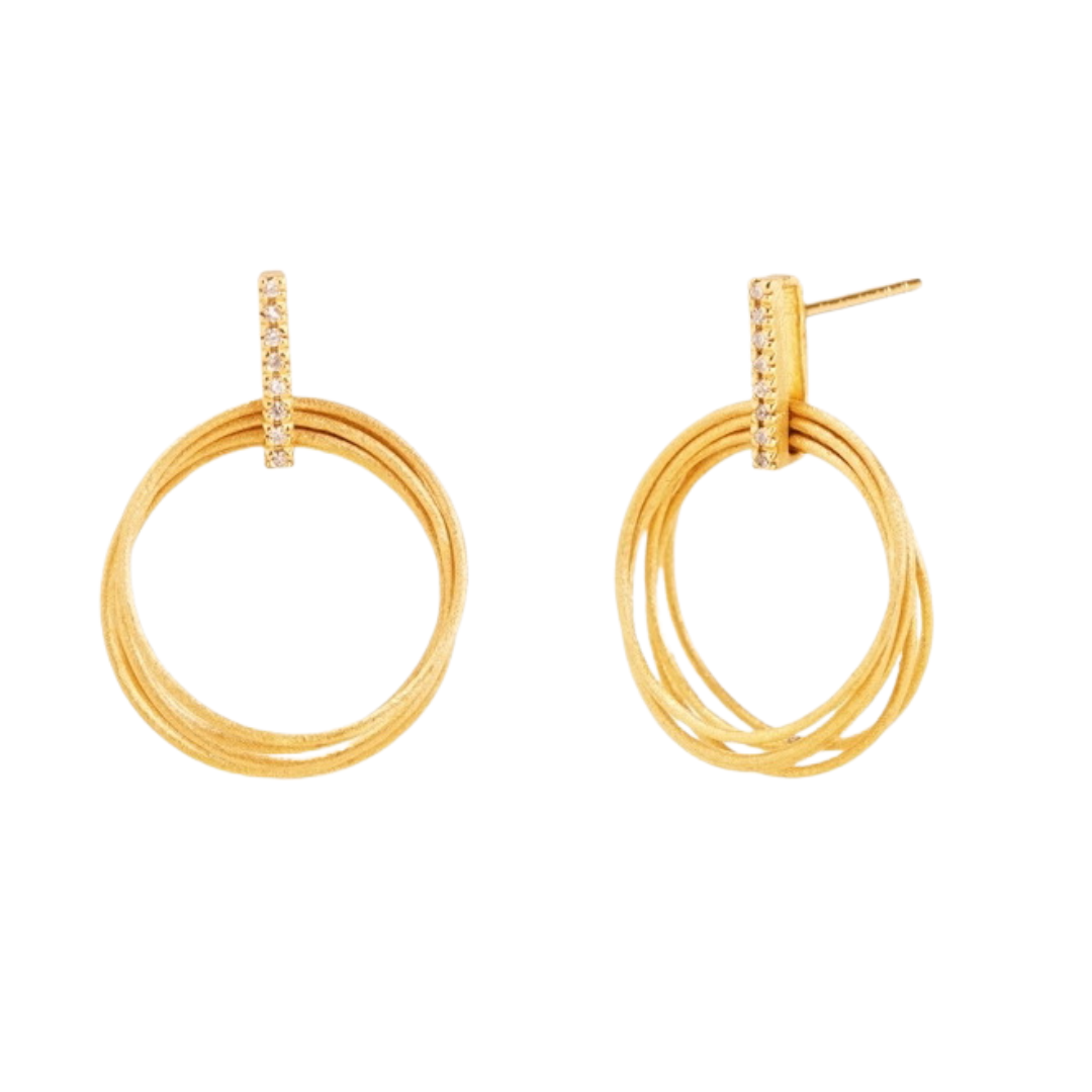 Snow-Finish Interlinked Circle Set – 925 Sterling Silver with 14K Gold Plating
