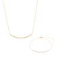 Curved CZ Bar Jewelry Set – 925 Sterling Silver with 14K Gold Plating
