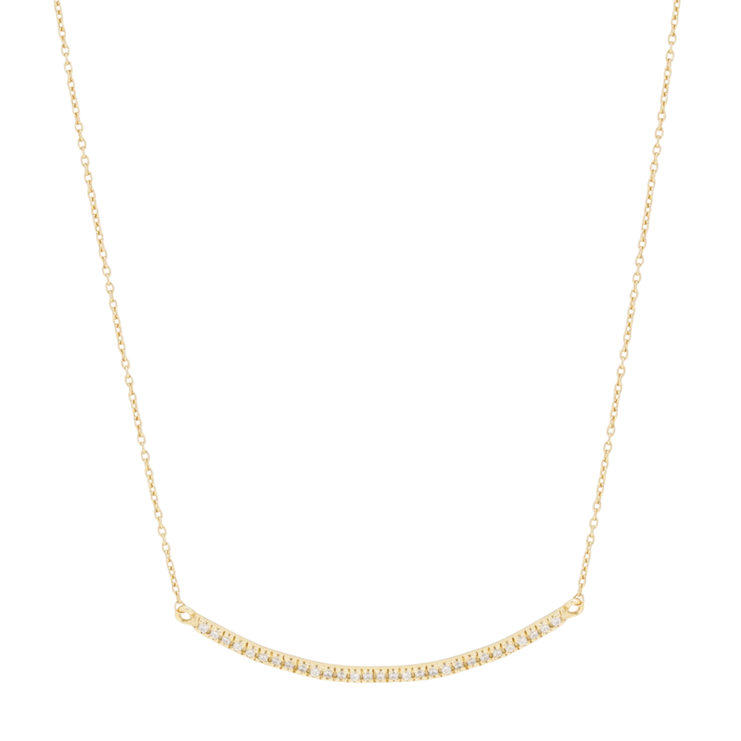 Curved CZ Bar Jewelry Set – 925 Sterling Silver with 14K Gold Plating