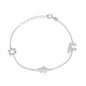 925 Sterling Silver Bracelet with Star of David, Hamsa & Chai Symbols