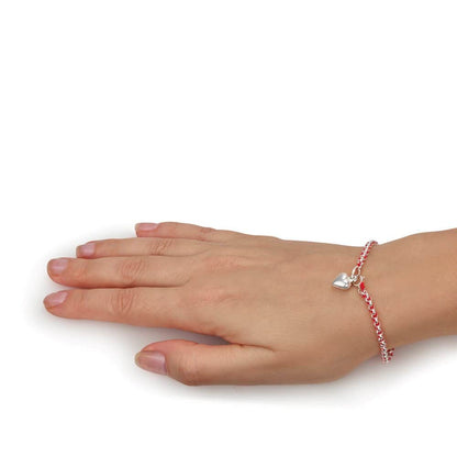 Red Kabbalah Cord Bracelet with 925 Sterling Silver Heart Charm