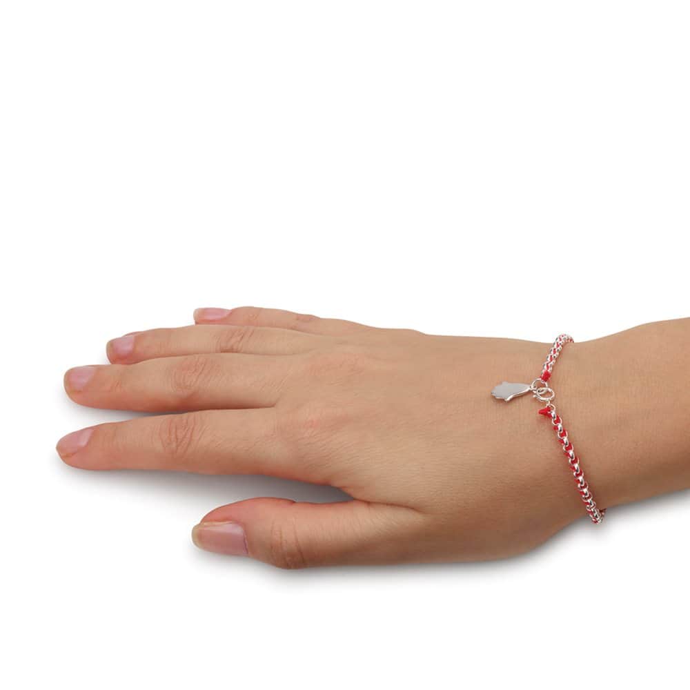 Kabbalah red string bracelet with silver Hamsa charm