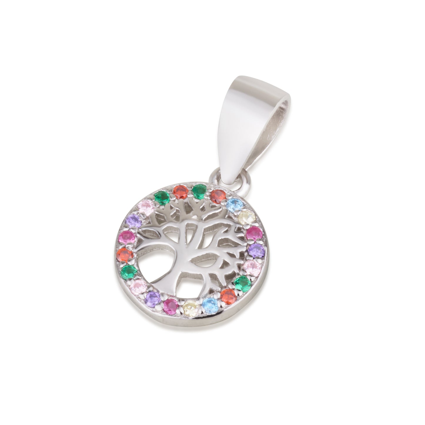 Tree of Life Necklace – 925 Sterling Silver with White or Multicolor Stones – Jewish Spiritual Jewelry