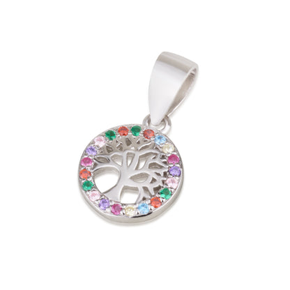 Tree of Life Necklace – 925 Sterling Silver with White or Multicolor Stones – Jewish Spiritual Jewelry