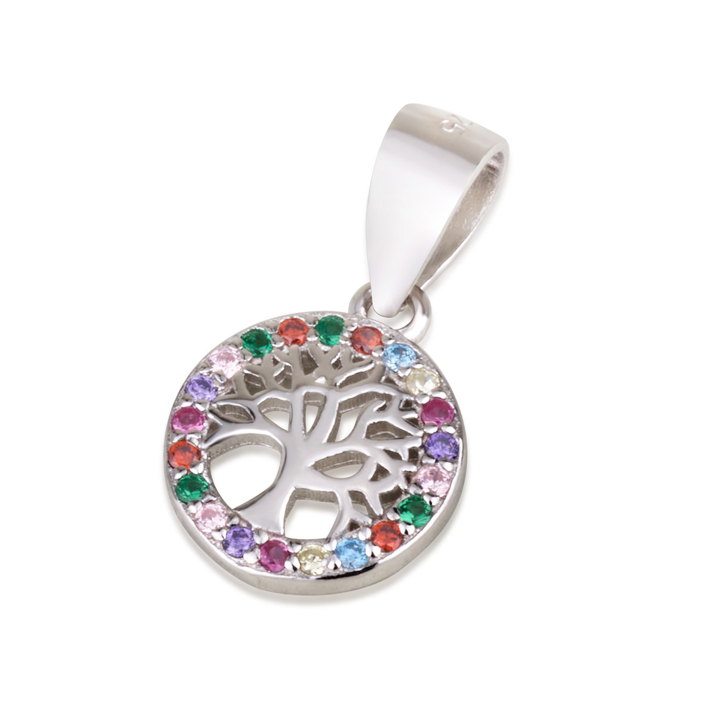 Tree of Life Necklace – 925 Sterling Silver with White or Multicolor Stones – Jewish Spiritual Jewelry
