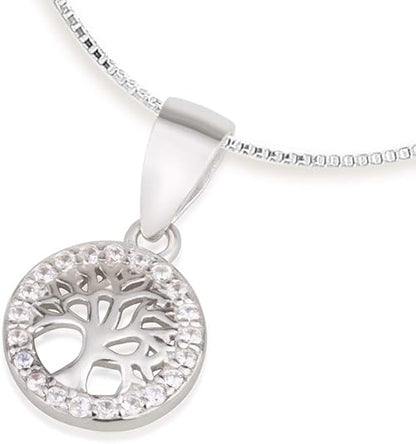 Tree of Life Necklace – 925 Sterling Silver with White or Multicolor Stones – Jewish Spiritual Jewelry