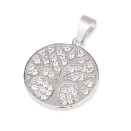 Tree of Life Necklace – Pave CZ Design – 925 Sterling Silver Pendant